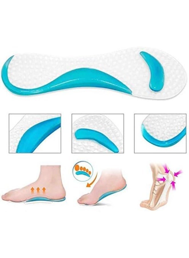 نعل داخلي من جل السيليكون لدعم قوس القدم للجنسين  - يخفف الألم الناتج عن التقوس العالي/التهاب اللفافة الأخمصية / القدم المسطحة - نعل موسد للحذاء مضادة للانزلاق لتصحيح القدم، (زوج واحد) - Image 4